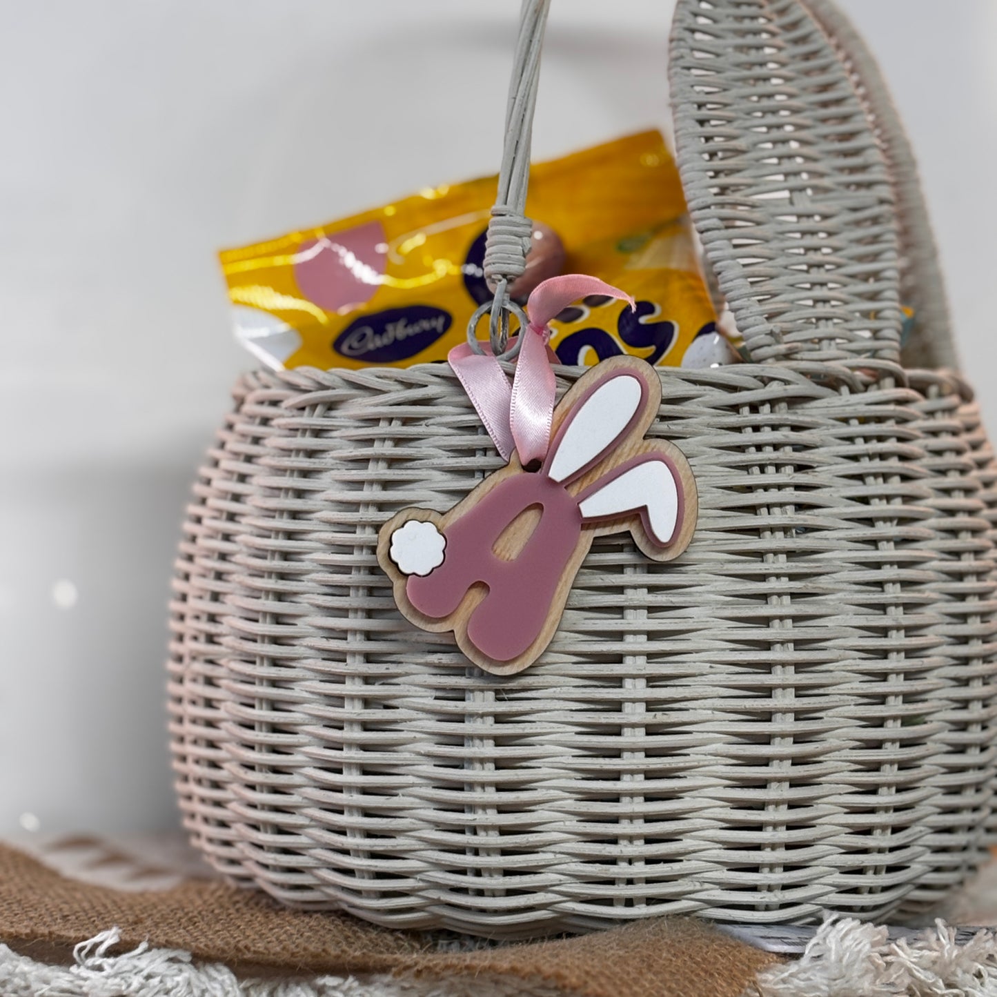 PERSONSLISED INITIAL EASTER BUNNY BASKET TAG