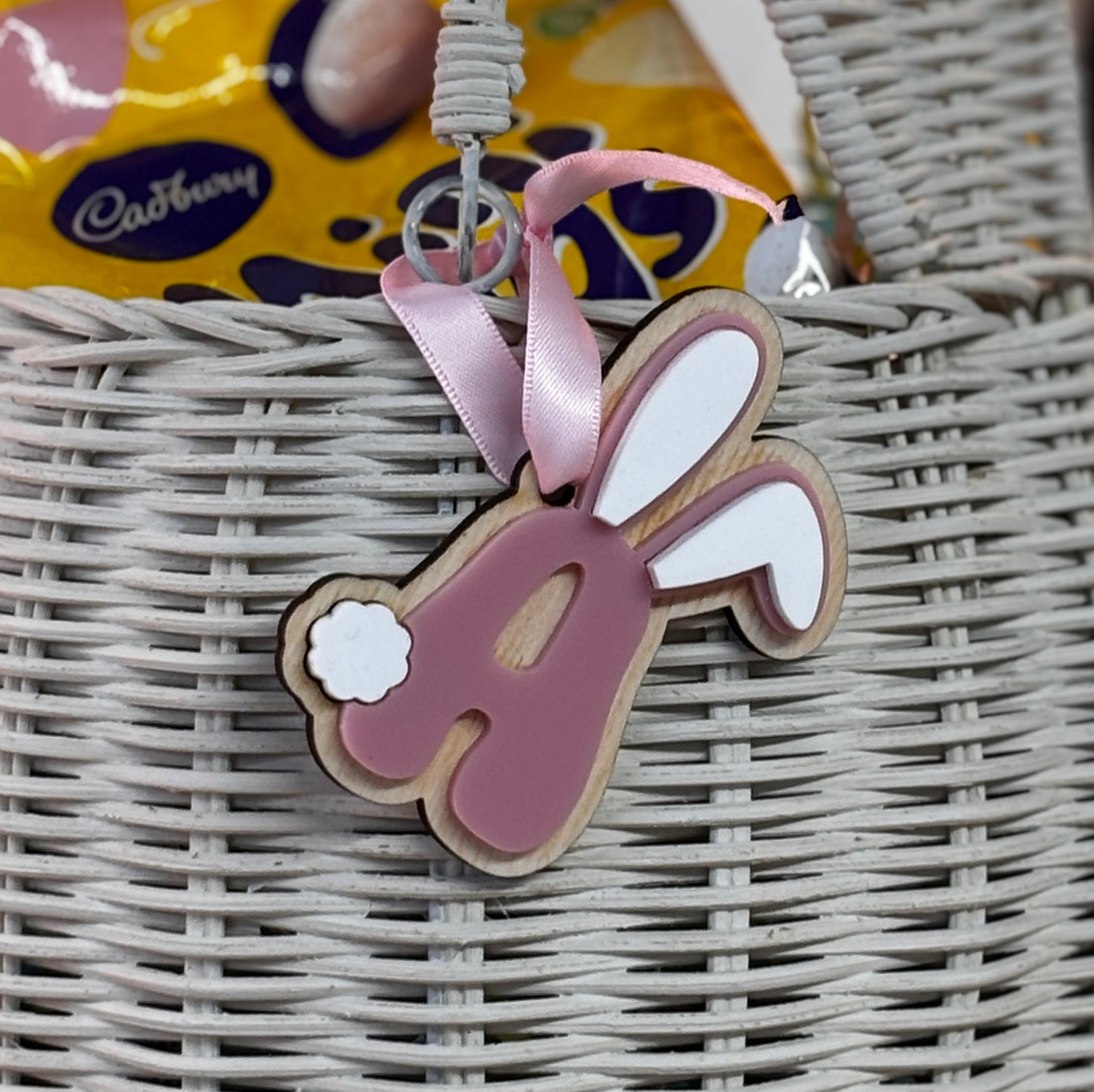 PERSONSLISED INITIAL EASTER BUNNY BASKET TAG
