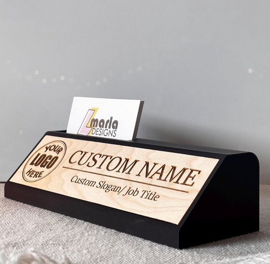Customisable Executive Desk Sign & Business Card Holder