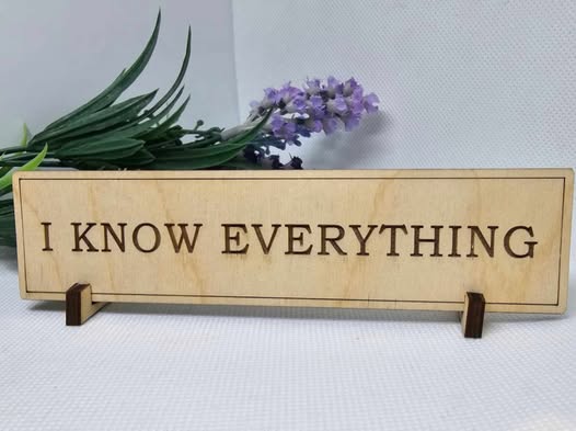 I Know Everything Wooden Desk Sign