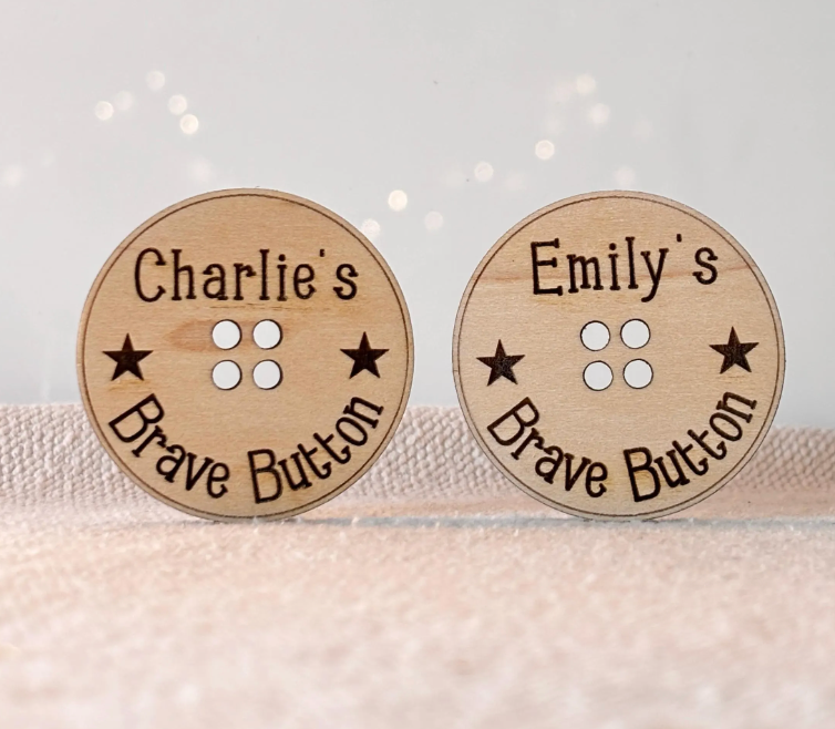 Personalised Wooden Brave Button, Worry Anxiety Token