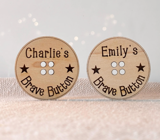 Personalised Wooden Brave Button, Worry Anxiety Token