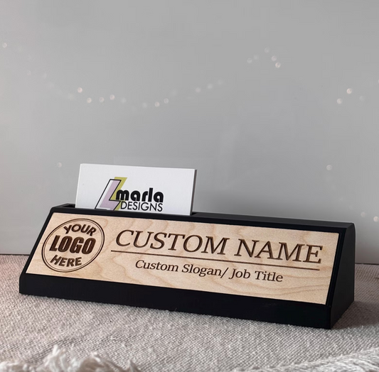 Customisable Executive Desk Sign & Business Card Holder