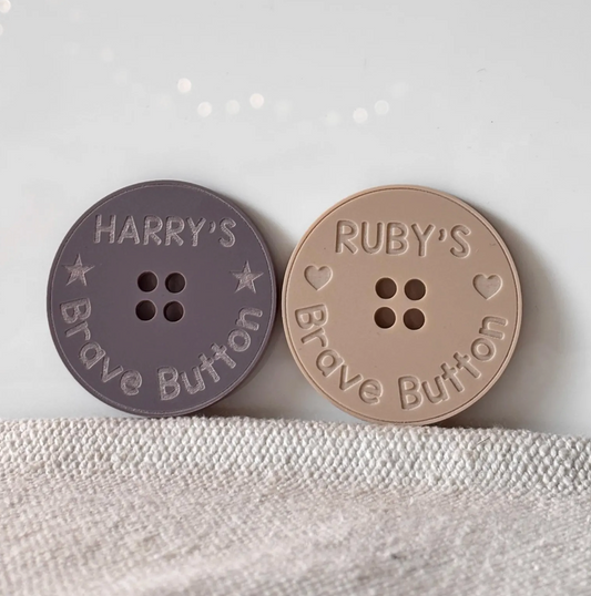 Personalised Acrylic Brave Button, Worry Anxiety Token